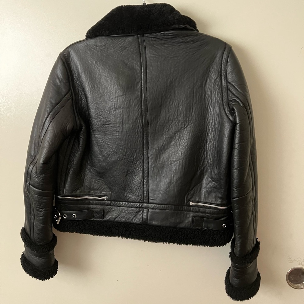 Maje Leather Shearling Jacket - Picture 7 of 8